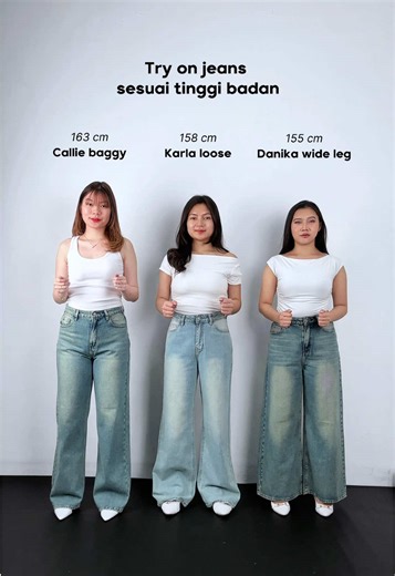 Jeans ini kita cobain sesuai tinggi badan biar lebih realistis. So, udah kebayang dikamu gimana? checkout sekarang bestie!! #tryon #jeans #tb #jeanspremium #fyp