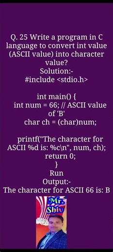 Write a program in C language to convert int value into character value?
