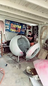 This guy built a life size "Saiyan Pod" in his garage! (@astralblaster on tiktok)