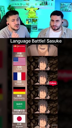 Which Language is the Best? Sasuke Uchiha in Naruto Synchro Reaction #sasukeuchiha #naruto #synchro #synchronstimme #dub