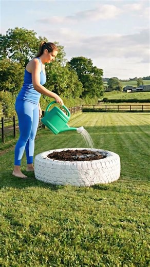 Repurposing This Old Tire Into A Beautiful Mini Garden Planter With String Lights
