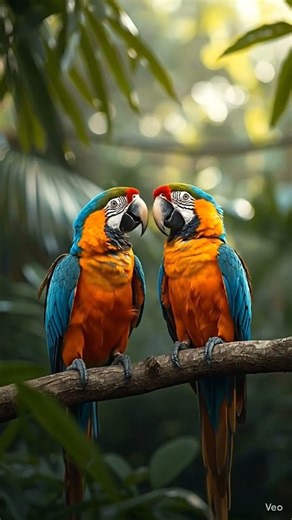 Two Cute Parrots Talking in a Natural Jungle | Real Wildlife Moments