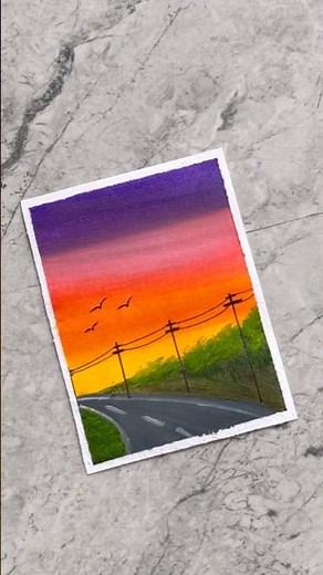 Beautiful Street Drawing / Easy road drawing for beginners #short #streetpainting