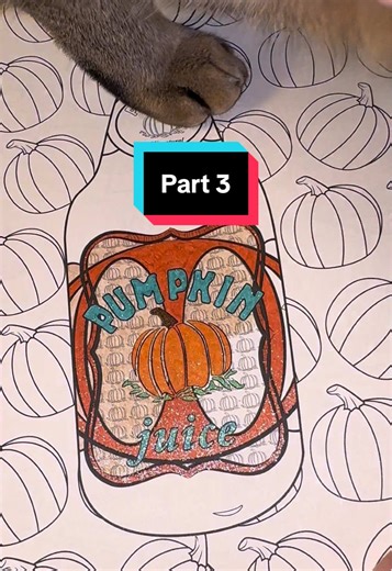 Coloring pumpkin juice with gel pens part 3 ft my cat sitting on the coloring book 🧡 #harrypotter #coloring #gelpens #glittercoloring #catsdoingthings