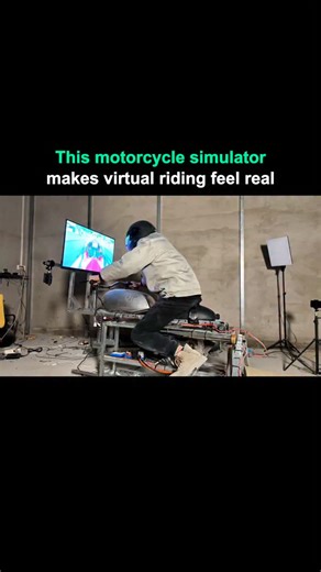 Artificial Intelligence • Tech on Instagram: "High-end racing simulators physically retrain your reflexes. This motorcycle simulator, showcased by Taiwanese YouTuber 马鹿Blyat, uses lightning-fast actuators that throw the entire platform into motion within milliseconds. Every tire slip, collision, and weight transfer translates into physical sensation. Professional-grade systems like these aren't chasing realism for its own sake. They're drilling muscle memory, honing spatial intuition, and sharpe