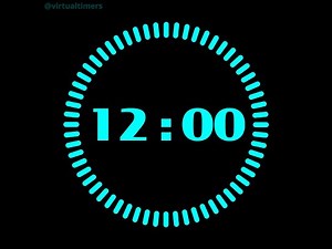 12 Minutes Countdown Timer with Alarm and Progress Visualizer - Radial Light Blue