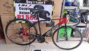 LIGHTSPEED Road Bike LIGTHSPEED ROAD BIKE 2TONE ALLOY 3X7 700C X 23c P5,200 WITH 5 FREEBIES AVAILABLE COLOR BLACK WHITE BLACK RED SPECS: ▪️ALLOY FRAME LIGHTSPEED ▪️ALLOY STEM ▪️ALLOY RIMS ▪️SHIMANO 3X7 SHIFTER ▪️TIRE SIZE 700X23C ▪️FD RD SHIMANO ▪️SEALED BEARING BOTTOM BRACKET ▪️DUAL DISC BRAKE ▪️SMOOTH SHIFTING ▪️QUICK RELEASE FRONT HUB ▪️ADJUSTABLE & QUICK RELEASE SEATPOST ▪️WITH SIDE STAND | Budget BIKES Cavite