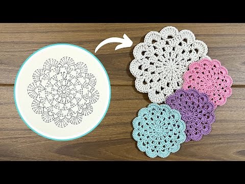 🧶Crochet Graph Tutorial #2 [Doily/Coaster] #crochet #simplicity888 #crochetpattern #diy #handmade
