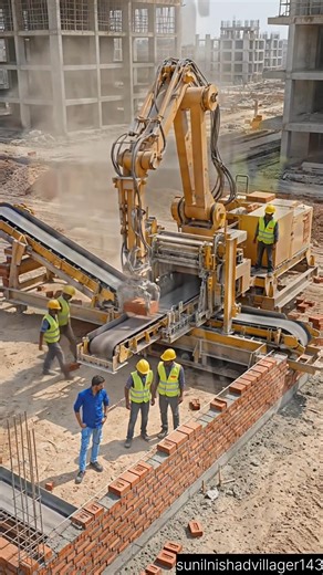 1 मिनट में दीवार तैयार 😱 future tech #desijugaad #contructionwork #brickmachine #automation