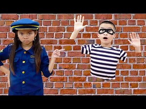 Emma Pretend Play Police Catching Magic Thief Jump Through Wall | Funny Cop Jail Story for Kids - Videos For Kids