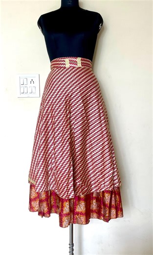 Boho Reversible Silk Sari Wrap Skirt, Floral Print, Handmade Indian Dress - Etsy
