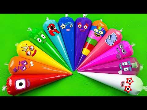 Numberblocks 🌈 Looking Slime & Clay Coloring With Piping Bags! ASMR 💖