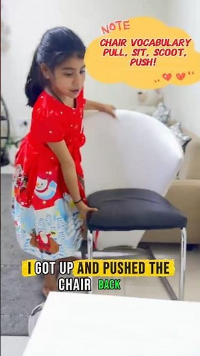 Chair Vocabulary | Pull,Sit,Scoot,Push #englishvocabulary #englishspeaking #learnwithaarvi #shorts
