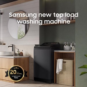Whether it is in the kitchen, yard or bathroom, our new top load washing machine fits into any space, perfectly. #samsungsg #toploadwasher #washingmachine | Samsung
