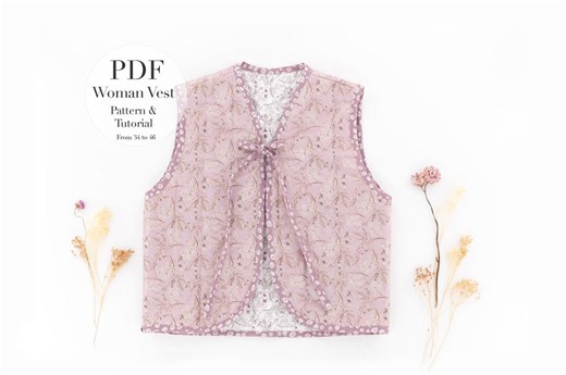 Quilted Vest Sewing Pattern | Woman Size 34-46 (PDF Tutorial) - Etsy