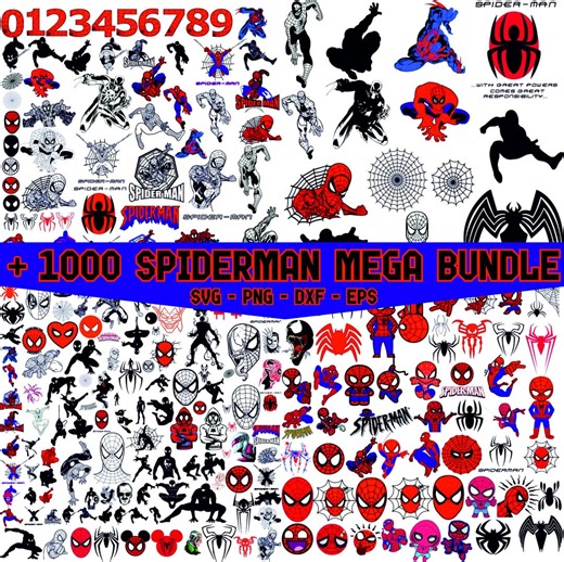 1000  Spiderman Mega Bundle: SVG, PNG, Clipart (digital Download) - Etsy