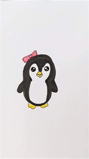 Cute Penguin Drawing 🐧❄️ Easy Step by Step | Adorable Animal Art #shorts