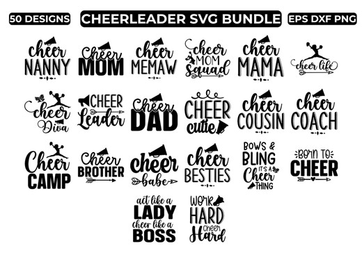 Cheerleader SVG Bundle 50 Designs, Cheer Mom SVG PNG Bundle, Cheerleading Svg Files for Cricut, Cheer Dad Coach Svg, Dxf Eps Download - Etsy