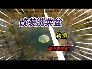 偷偷的拿家里的洗菜盆，改装成钓鱼盆，用它在小河里能不能钓到鱼#野王大坤#户外#乡野#抓鱼#观赏鱼#水族