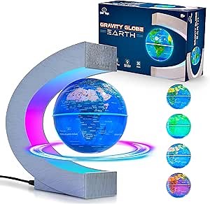 USA Toyz Gravity Globe Earth Ball and C Frame Set - Magnetic Levitating Lamp with Multicolor LED Lights, Spinning Rotating Floating Globe for Desk, Stand Compatible Gravity Planets