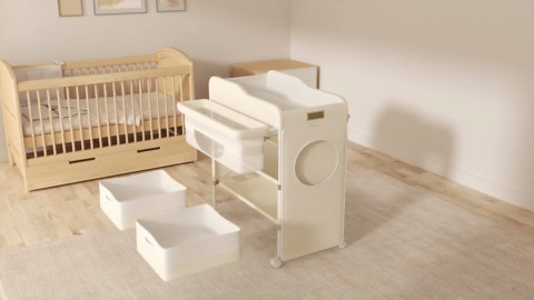 Amazon.com : Portable Baby Changing Table with Wheels - Modern Dresser Changing Tables w/Hanging Toys, Laundry Bag, Changing Table Organizer Boxes - Folding Waterproof Baby Diaper Changing Station for Nursery : Baby