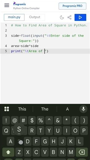 Find Area of Square in Python|#learnwithsoumi #pythonprogramming #areaofsquare #coding #python#area