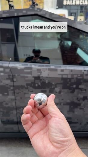 Two Cybertrucks = Steel ball Test. #fyp #viral #tesla #tsla #Cybertruck #teslacybertruck #snapaphoto #rodeodrive #beverlyhills | Tesla Owners of Silicon Valley