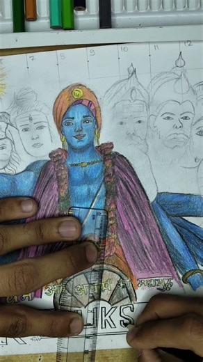 Shyama aan baso♥️ || colouring part 5 krishnaji drawing😌 #art #drawingguide #drawing #shortsfeed