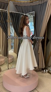 31 reactions | Short wedding dresses are great for brides looking for something fun and non-traditional. Popular styles are the Alyssa dress with its big bow detail, the calf length Emme dress with its panelled skirt, and the Plissé dress with its striking pleated skirt. Drop by the studio for a try on 﫶 #CouCoubyMelOrlina #melorlina #shortweddingdress #secondweddingdress | Mel Orlina Couture | Facebook