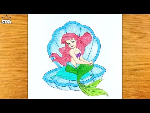 Drawing Princess Ariel Full Body - The Little Mermaid - Step By Step | Disney Princess Drawing
