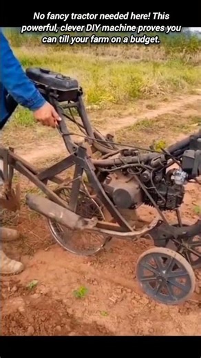 Amazing homemade machine plows field: farm engineering genius.