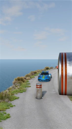 Cars & Police & Ambulance Vs Pit Bollards Crash - BeamNg.drive