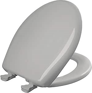 Bemis Classic Colors Slow Close Toilet Seat, Easy Clean Hinges and Durable Plastic Seat, Made in USA, Round, Silver