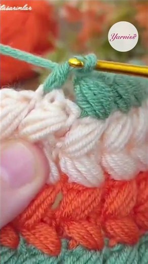 🧶✨ Crochet Puff Stitch Border — Thick, Bouncy Edge Tutorial 🤍🧡