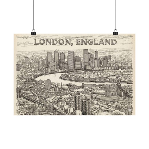 London Skyline Sketch Wall Art | Vintage City Illustration Print, With “london, England” Title - Etsy