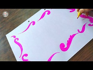 Pink Border Design | Easy and Attractive Free Hand Border Design Idea | Pink Border Decoration