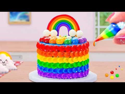 Amazing Mini Melting Rainbow Cake Decorating 🍫 Satisfying Melting Rainbow Cake ASMR