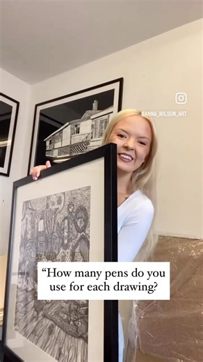 I promise this is a bit of an exaggeration 🤍 I get asked “how many pens do you use?!” all the time! While I use quite a few, I promise it’s not as many as you may think. For my larger drawings I use pens until they show the first sign of running out of ink. Those pens are then used for rough sketches and studies so that I don’t waste a still perfectly good pen. I may go through 30-40 pens for a giant piece, while using just a few for a little one. Original drawings are available at www.annawils