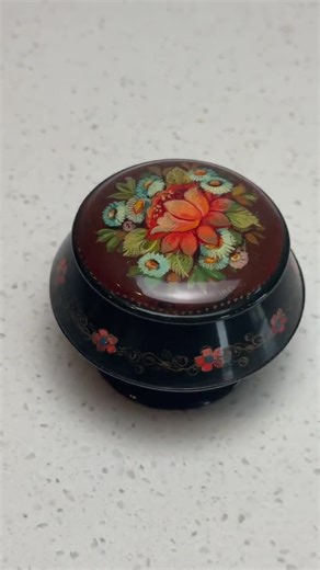 Vintage Russian Lacquer Box – Hand-painted Floral Pedestal Trinket Box | USSR Folk Art, Red Interior, Signed - Etsy