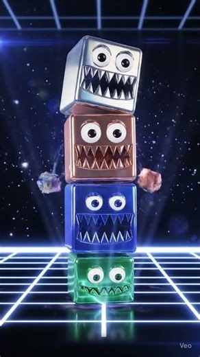 "Futuristic Metallic Monster Blocks | Holographic 3D Falling Animation| Sci-Fi Satisfying Short"