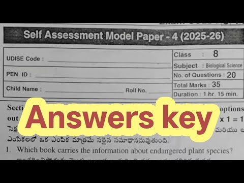 💯8th class fa4 biology self assessment model for real question paper and answers key fa4