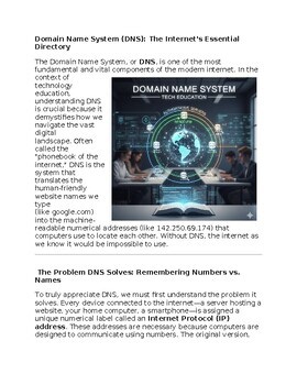 Domain Name System in Technology Education - Reading Passage and x 10 Questions