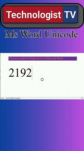 How to Insert right arrow in Ms Word Using unicode