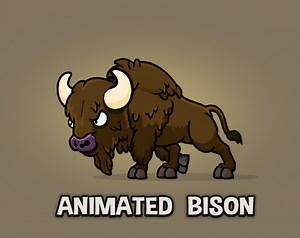 Animated Bison game asset by Robert Brooks - gamedeveloperstudio.com