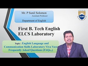 English Language and Communication Lab Viva Voce Frequently Asked Questions by Mr. P Sunil Solomon