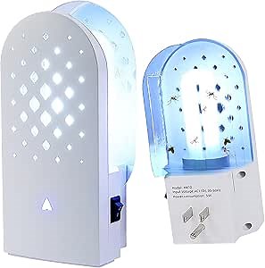 Phosooy 2 Packs Plug-in Mosquito Traps with 10 Glue Boards, Indoor Wall Insect Catchers with 365nm Blue-Violet Lights for Mosquitos, Moths, Fruit Flies, Gnats and Other Small Flying Bugs