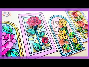 [장미 스테인드글라스] 꽃 만들기 도안/ 빛과 미술/ OHP