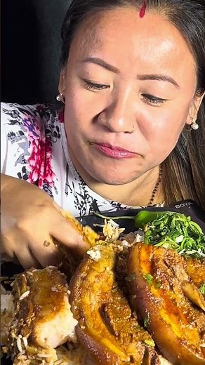 Long Stripe Pork Fatty Belly With Stir Spinach Fry Mukbsng 😋 || Full Video - Rubi Rai Mukbang