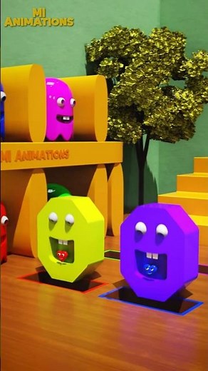 👉 Cute Monsters VS Color Shapes 😱💜💚 | Satisfying 3D Animation | MI Animations #Shorts
