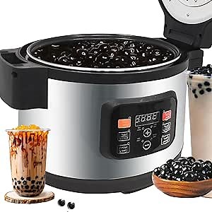 Automatic Tapioca Pearl Cooker, 12L Bubble Tea Maker Machine, Commercial Tapioca Cooker, Digital Control Non Stick Pot, for Sago, Taro Balls, Pudding 2200W